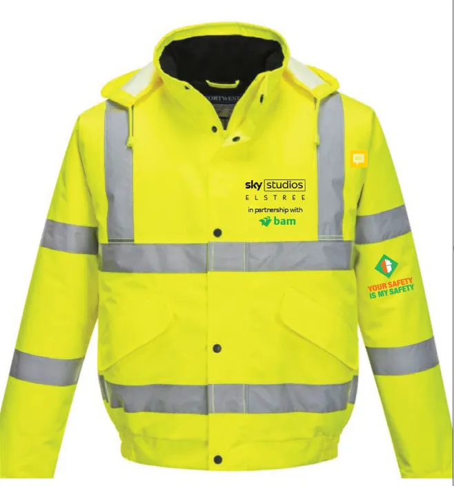 Sky Elstree Padded Hi Vis Bomber Site Jacket