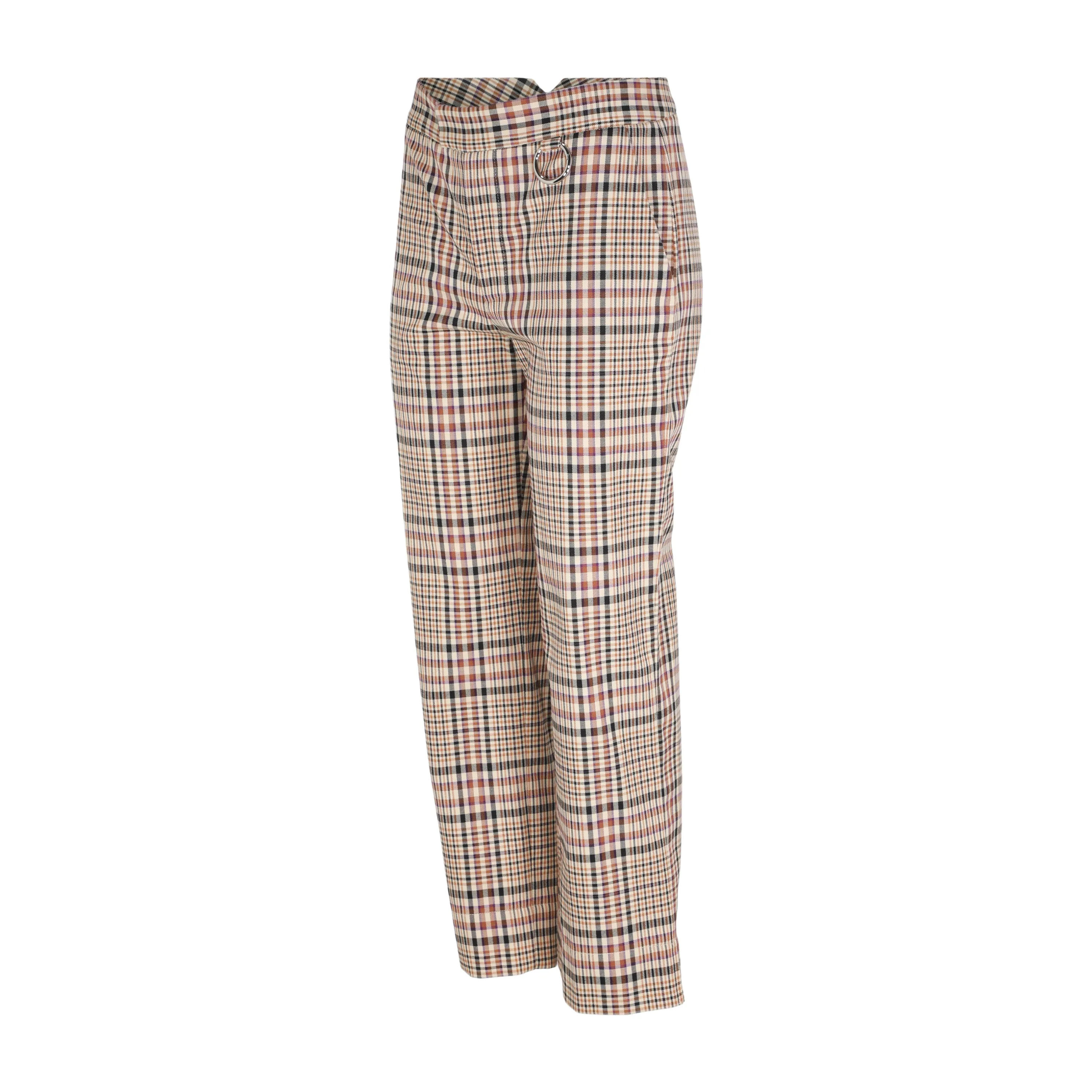 SLIM CROPPED TROUSERS -PLAID MULTI