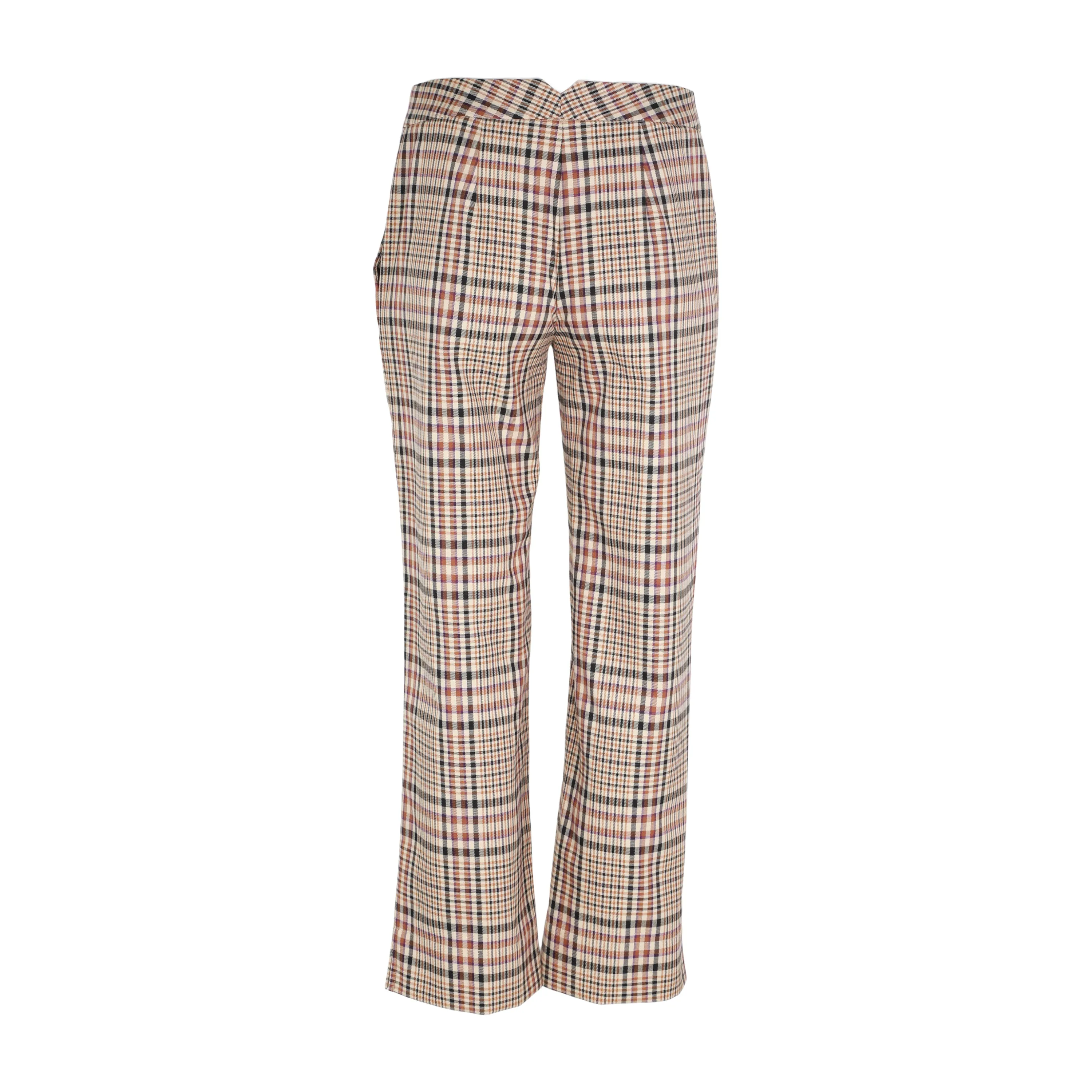 SLIM CROPPED TROUSERS -PLAID MULTI