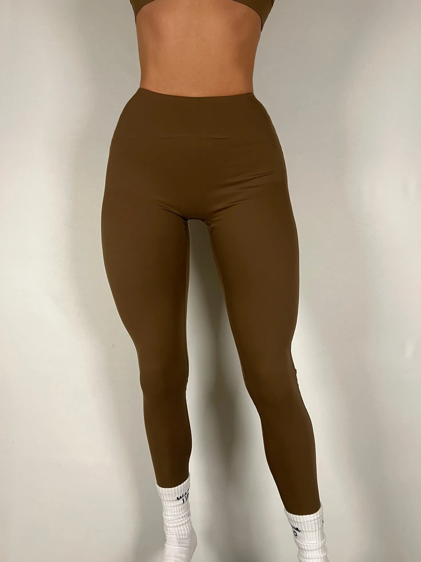 Soft Brown Mid Waist Leggings