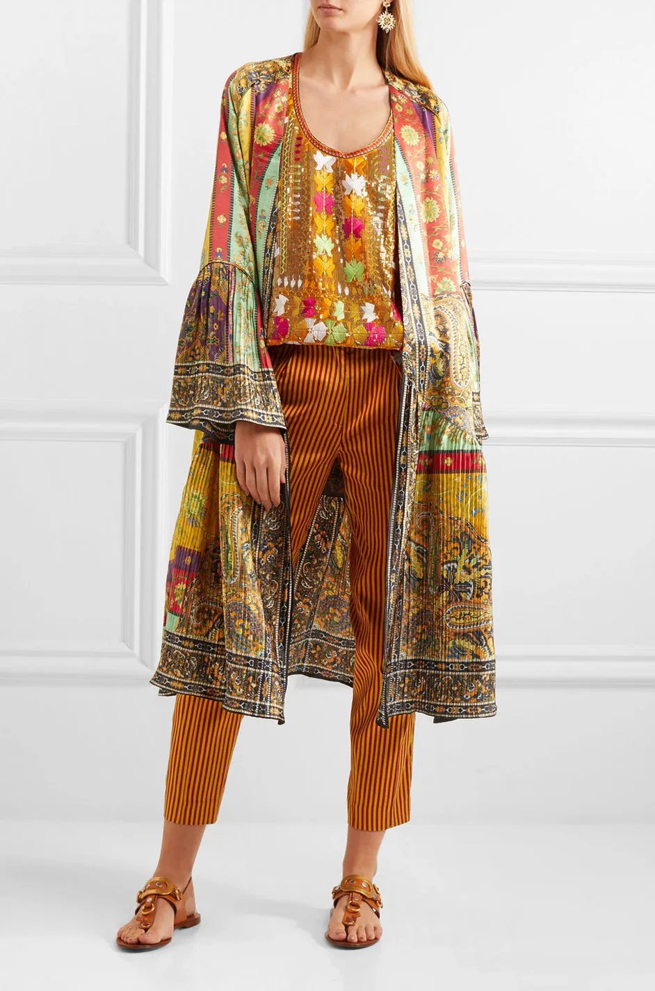 S/S 2017 Etro Look 22 Printed Plisse Washed Silk Jacket or Light Coat