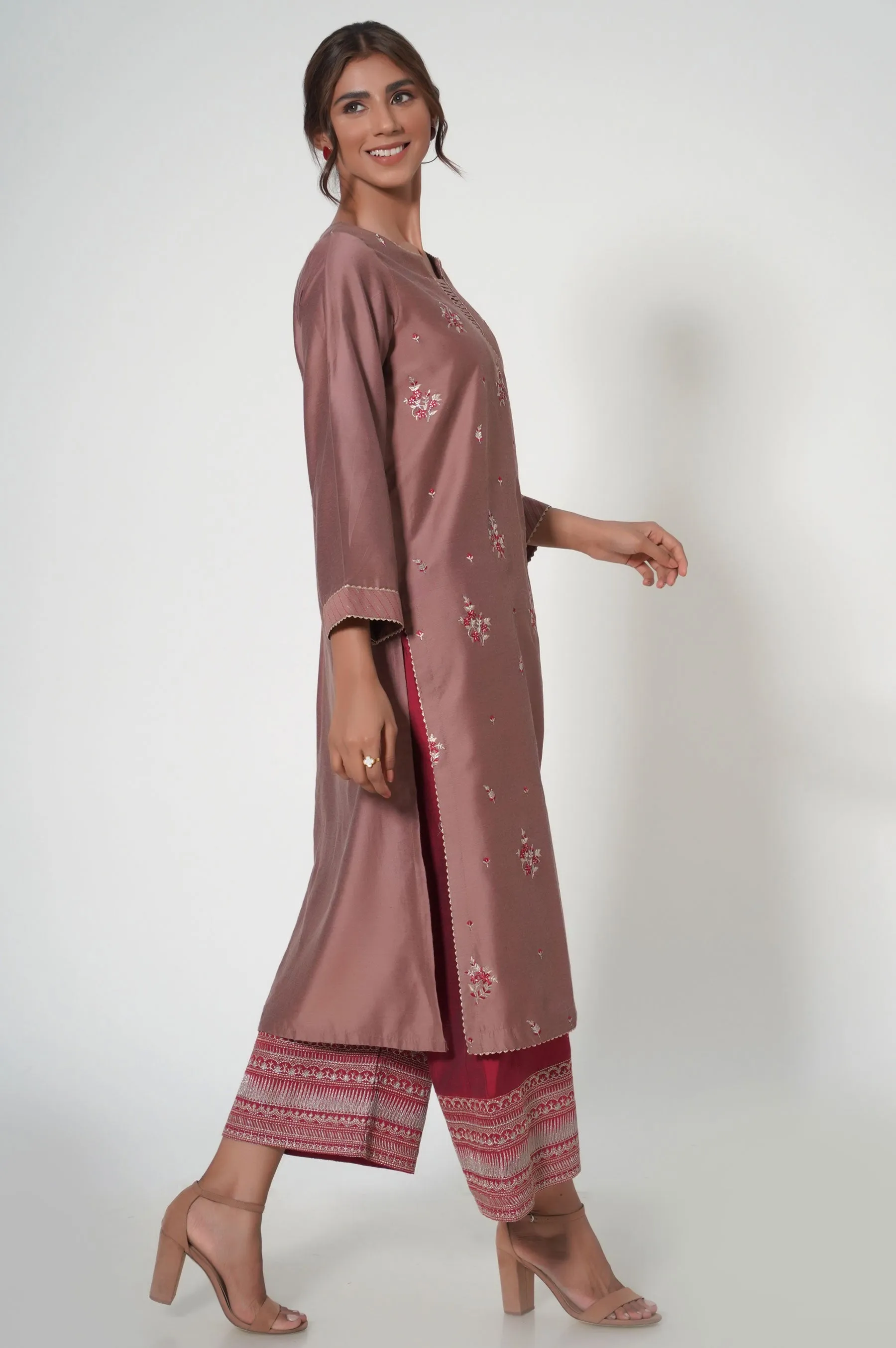 Stitched 2 Piece Cotton Silk Embroidered Outfit