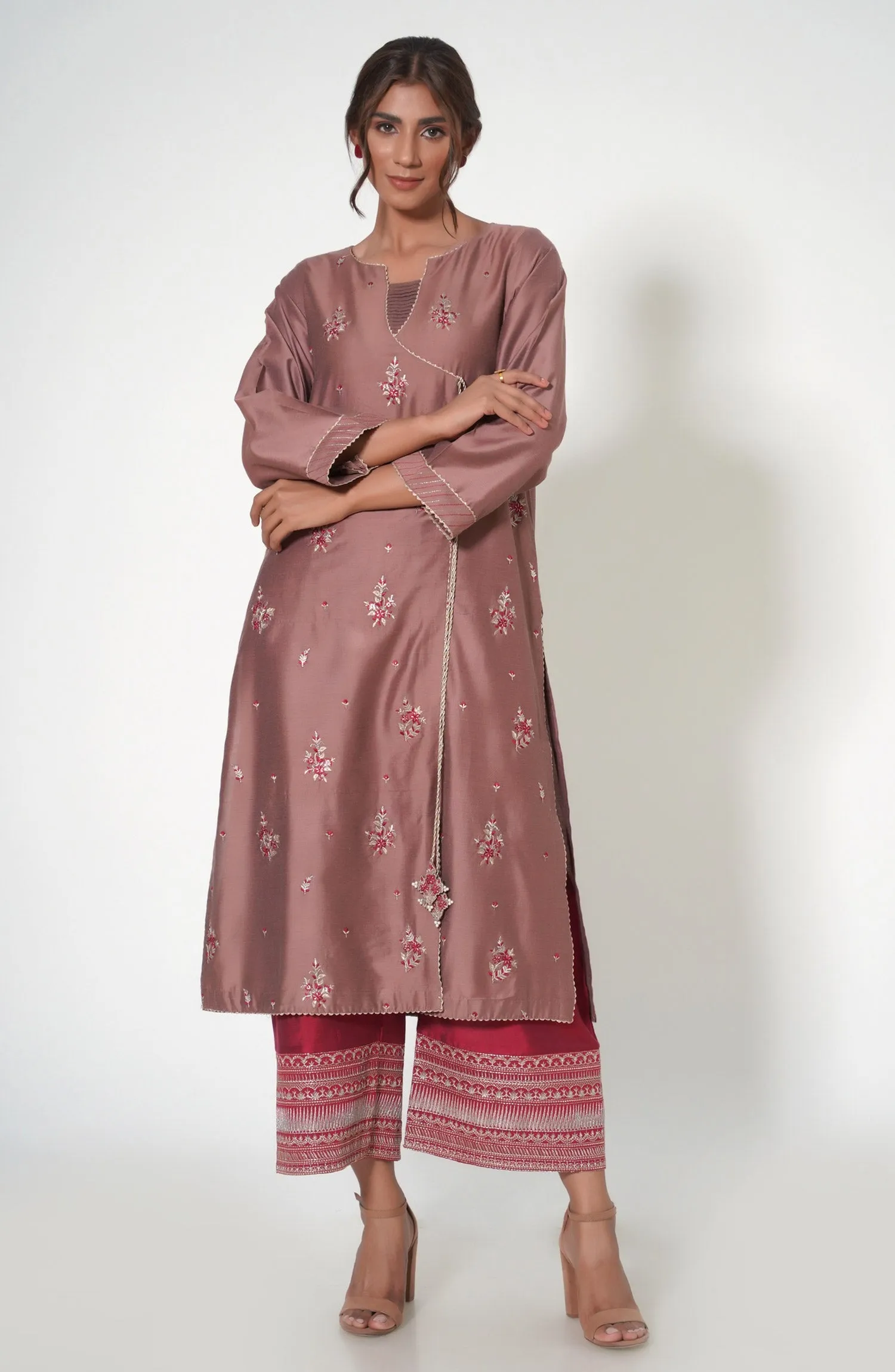 Stitched 2 Piece Cotton Silk Embroidered Outfit