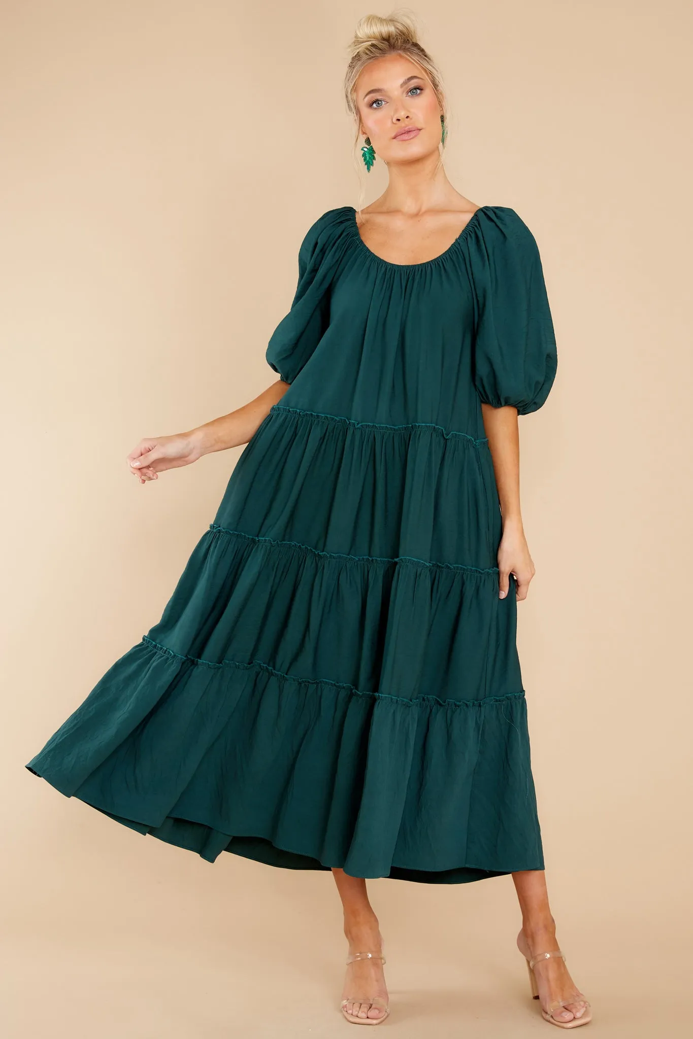 Story Teller Hunter Green Midi Dress