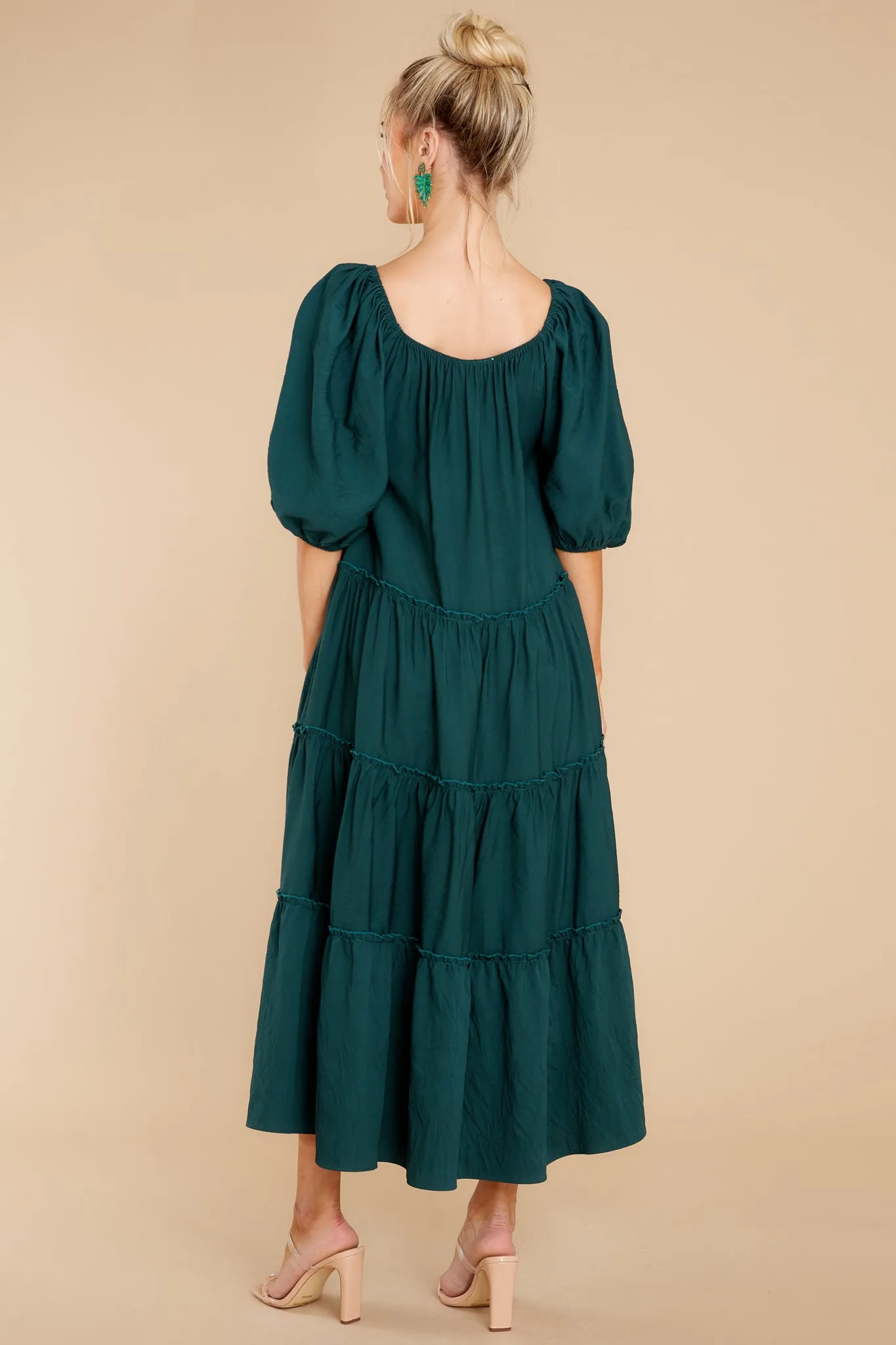 Story Teller Hunter Green Midi Dress