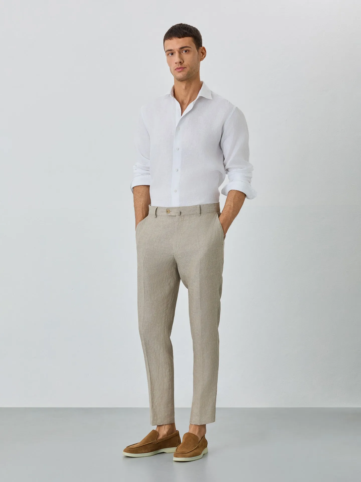 Suit Trousers With Coin Pocket In Linen