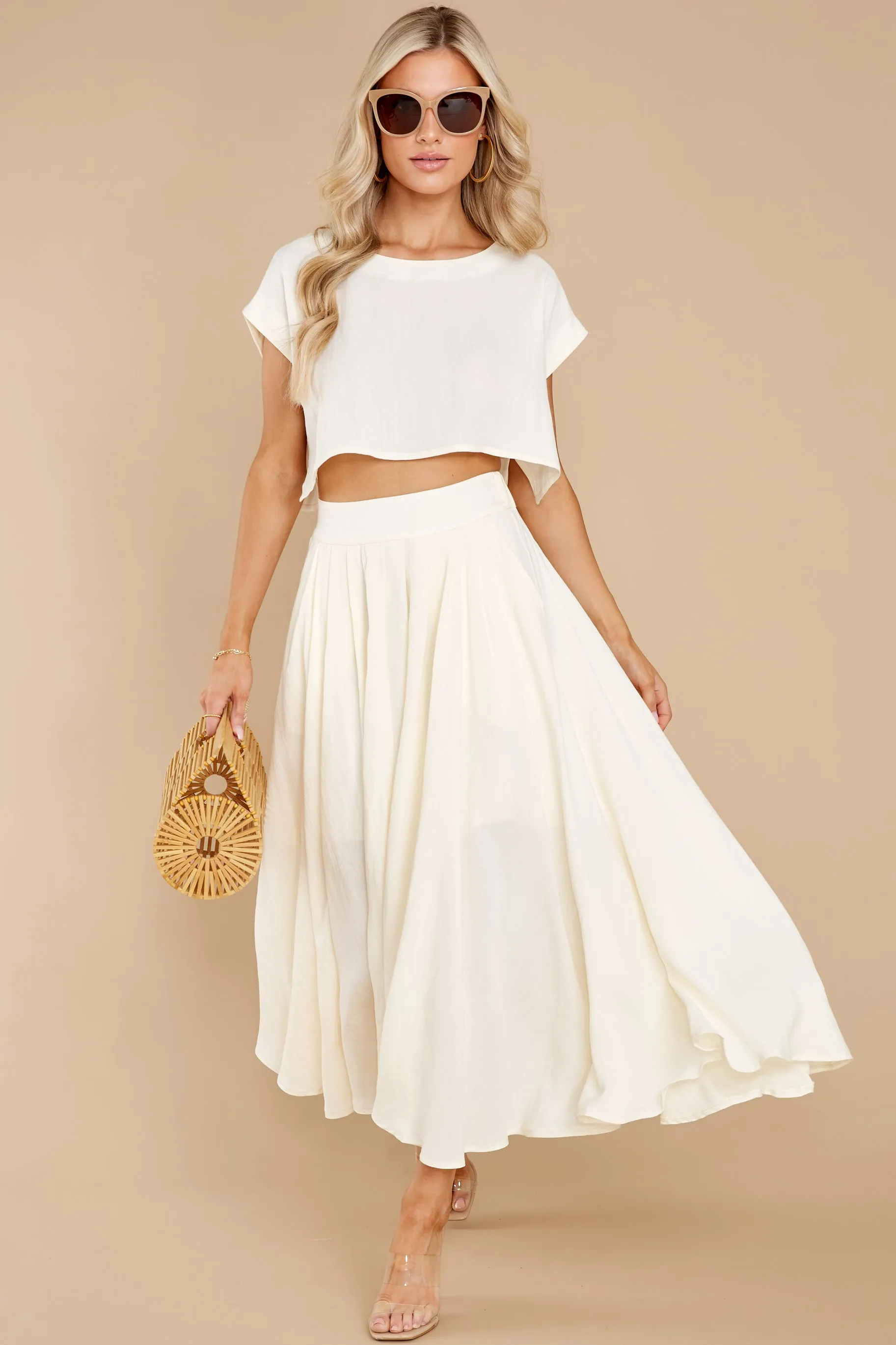 Sweet Memory Of Us Cream Two Piece Set