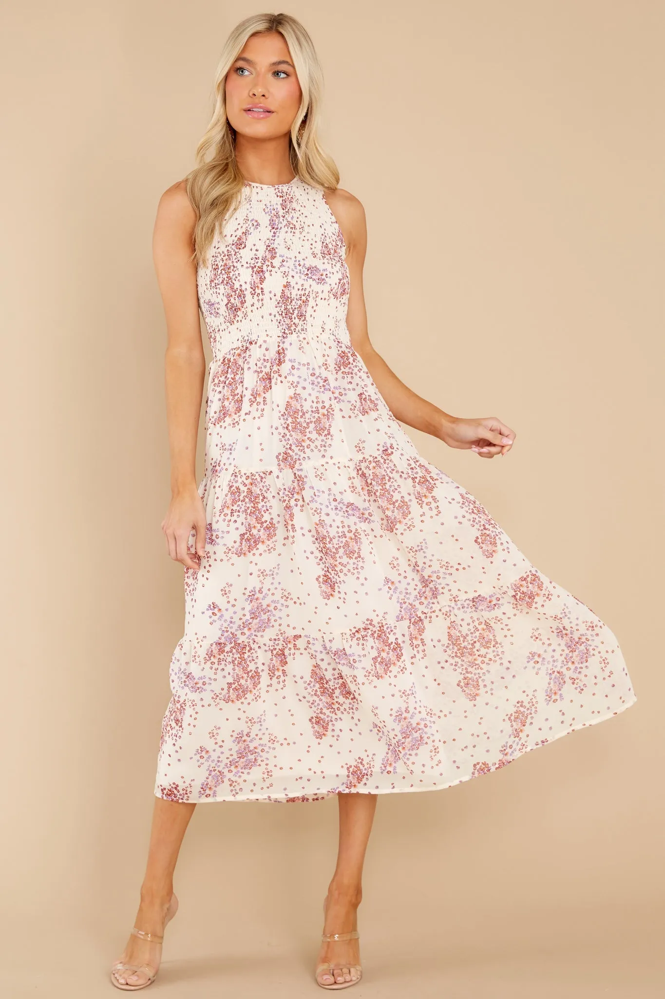 Tahlia Cream Multi Midi Dress