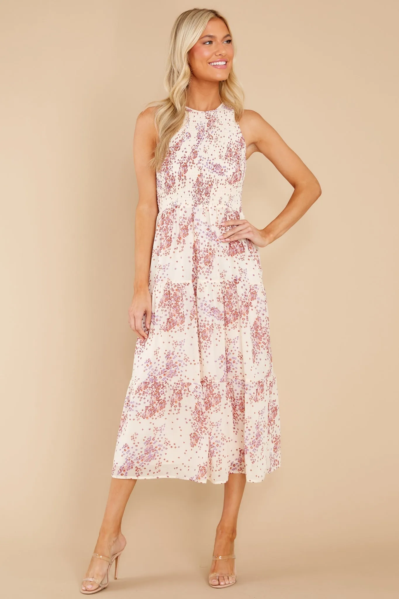 Tahlia Cream Multi Midi Dress