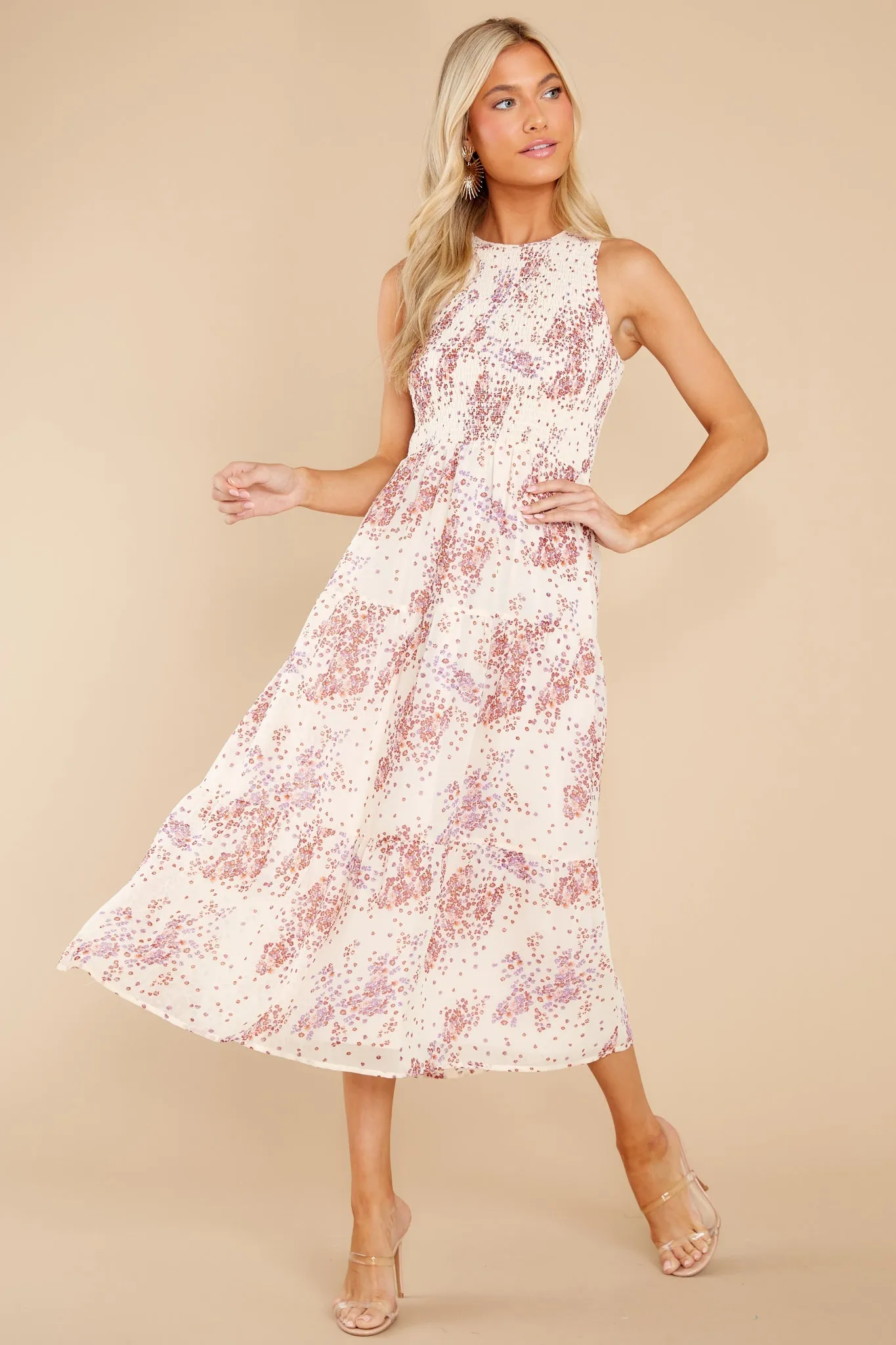 Tahlia Cream Multi Midi Dress