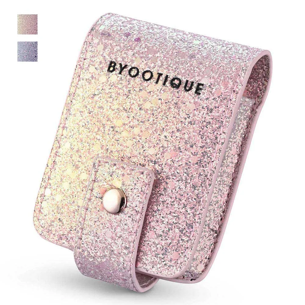 TheLAShop Glitter Lipstick Bag with Mirror for Double Lipsticks & Airpods