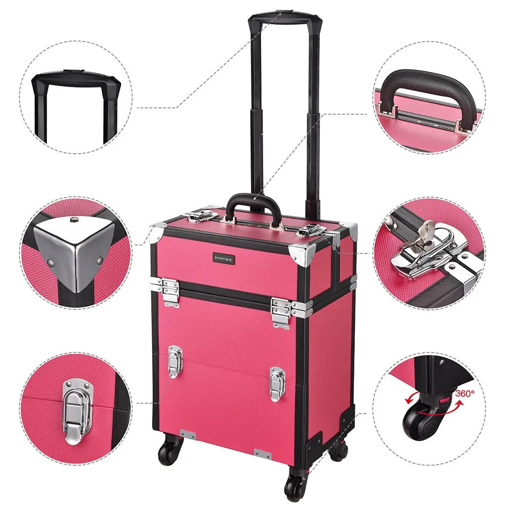 TheLAShop Rolling Makeup Case with Drawers Nail Polish Slots