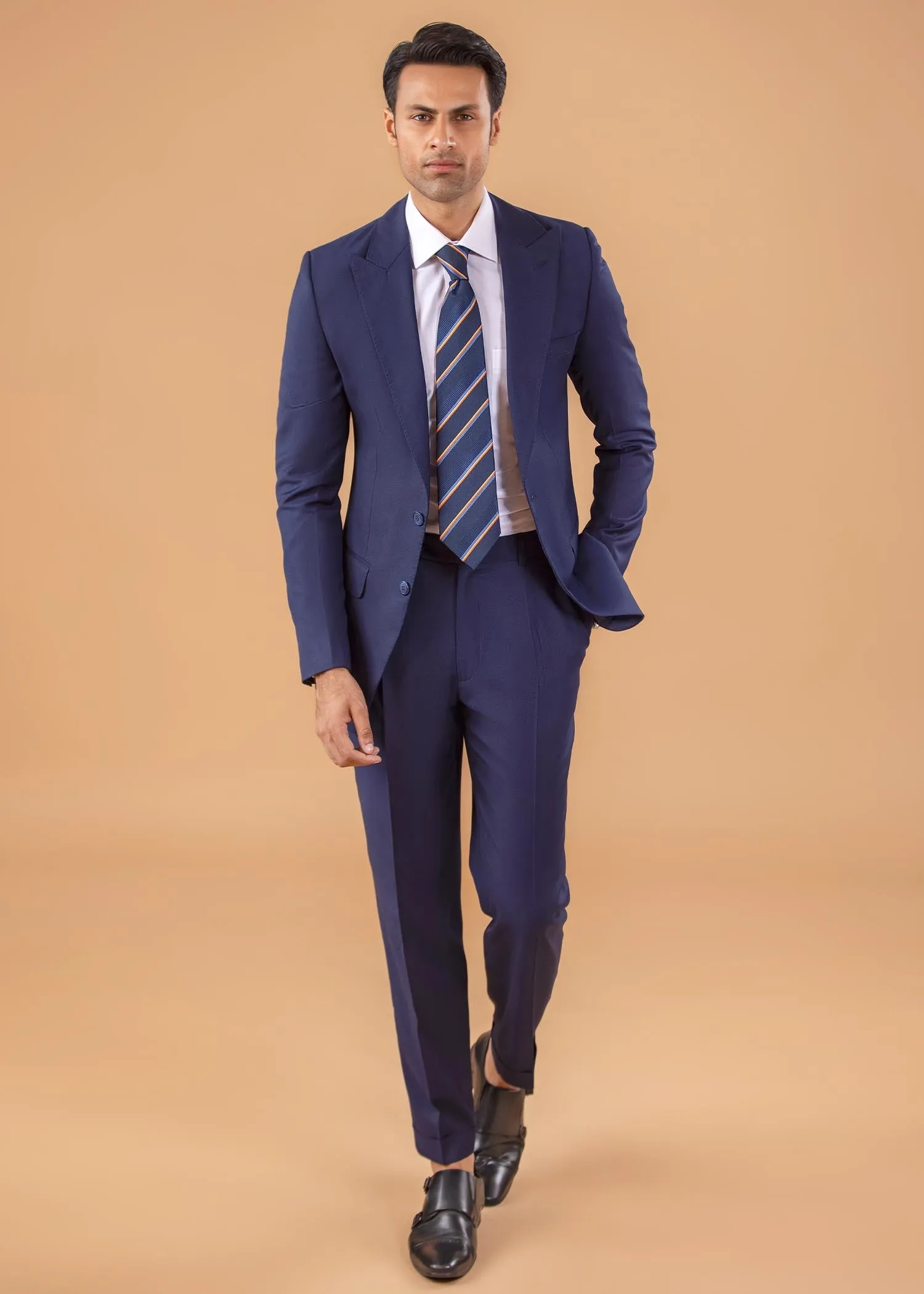 Three Piece Suit - Peak Lapel - Navy Blue