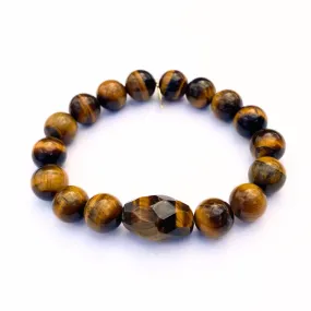 Tiger Eye Crystal Bracelet | Faceted   Tiger Eye Center Stone