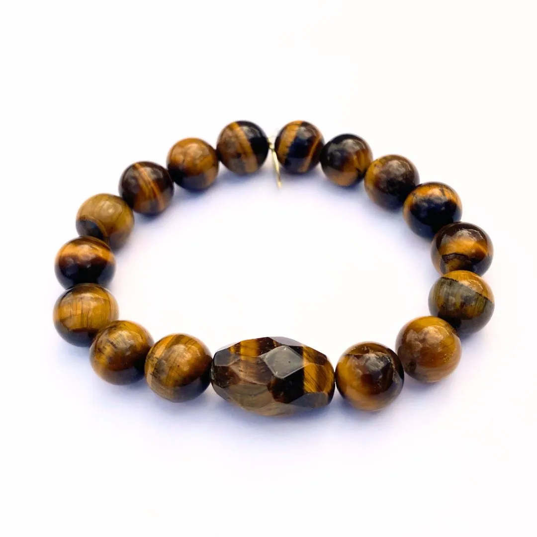 Tiger Eye Crystal Bracelet | Faceted   Tiger Eye Center Stone