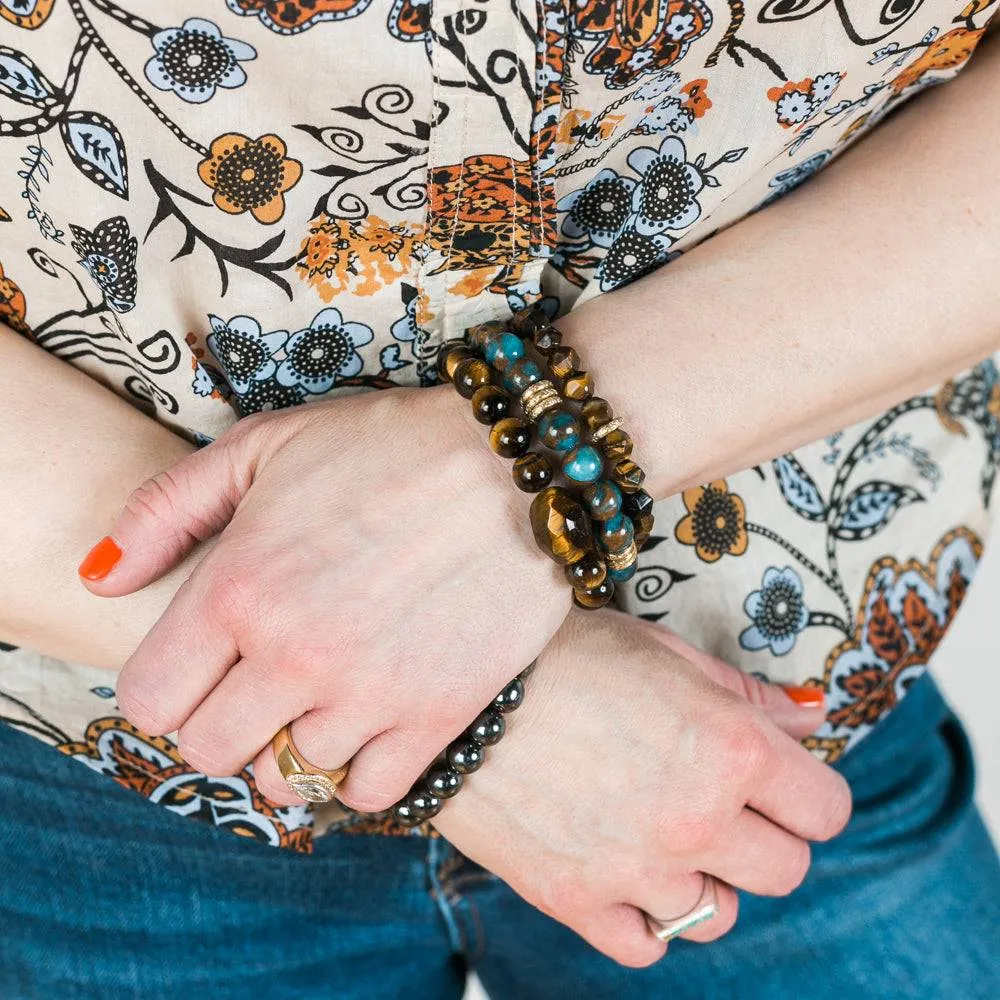 Tiger Eye Crystal Bracelet | Faceted   Tiger Eye Center Stone