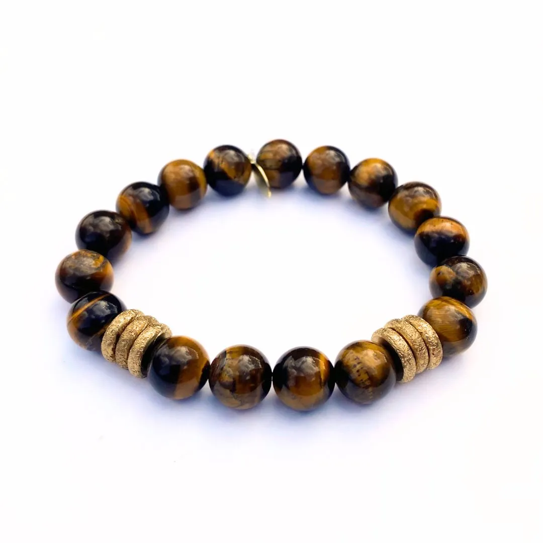 Tiger Eye Crystal Bracelet | Gold Rings