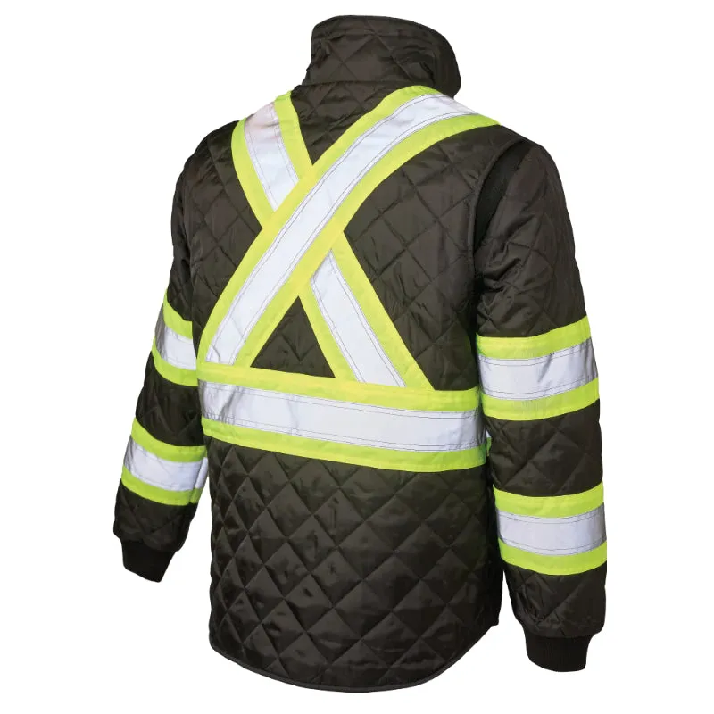 Tough Duck® Quilted Safety Trucker Jacket - Zipper Closure - SJ48