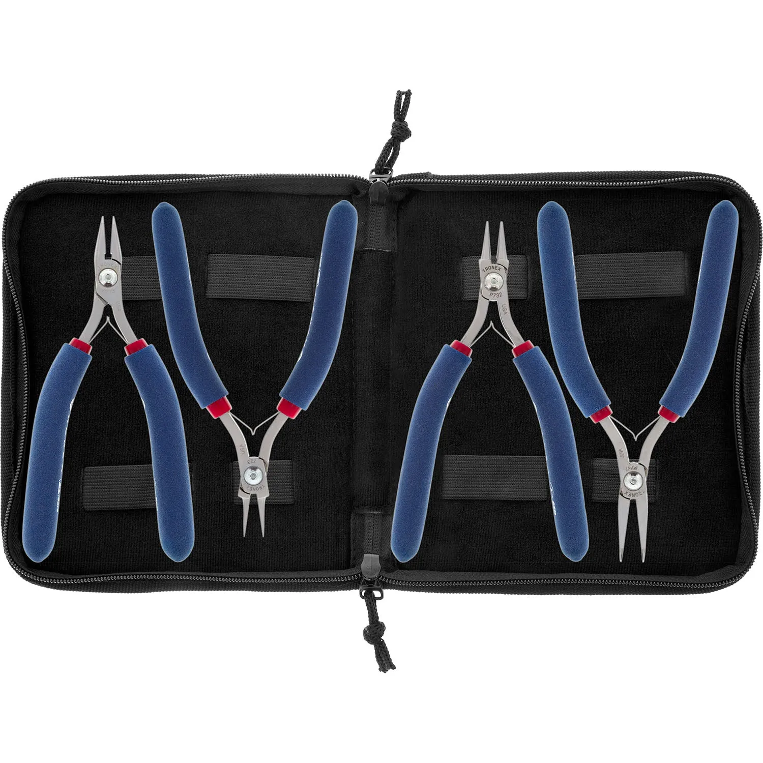 Tronex Fine Wire Work Pliers Set In Case (Long Ergonomic Handles)