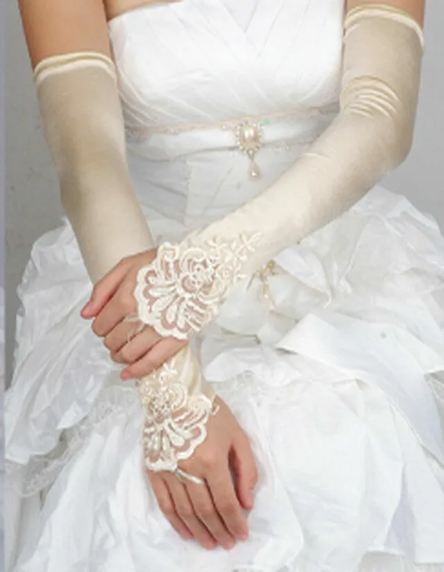 US Women 1920S Long Flapper Fingerless Evening Opera Satin Gloves Bride 18.89”