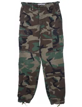 U.S Woodland Camouflage Design Cargo Trousers - W28 L32