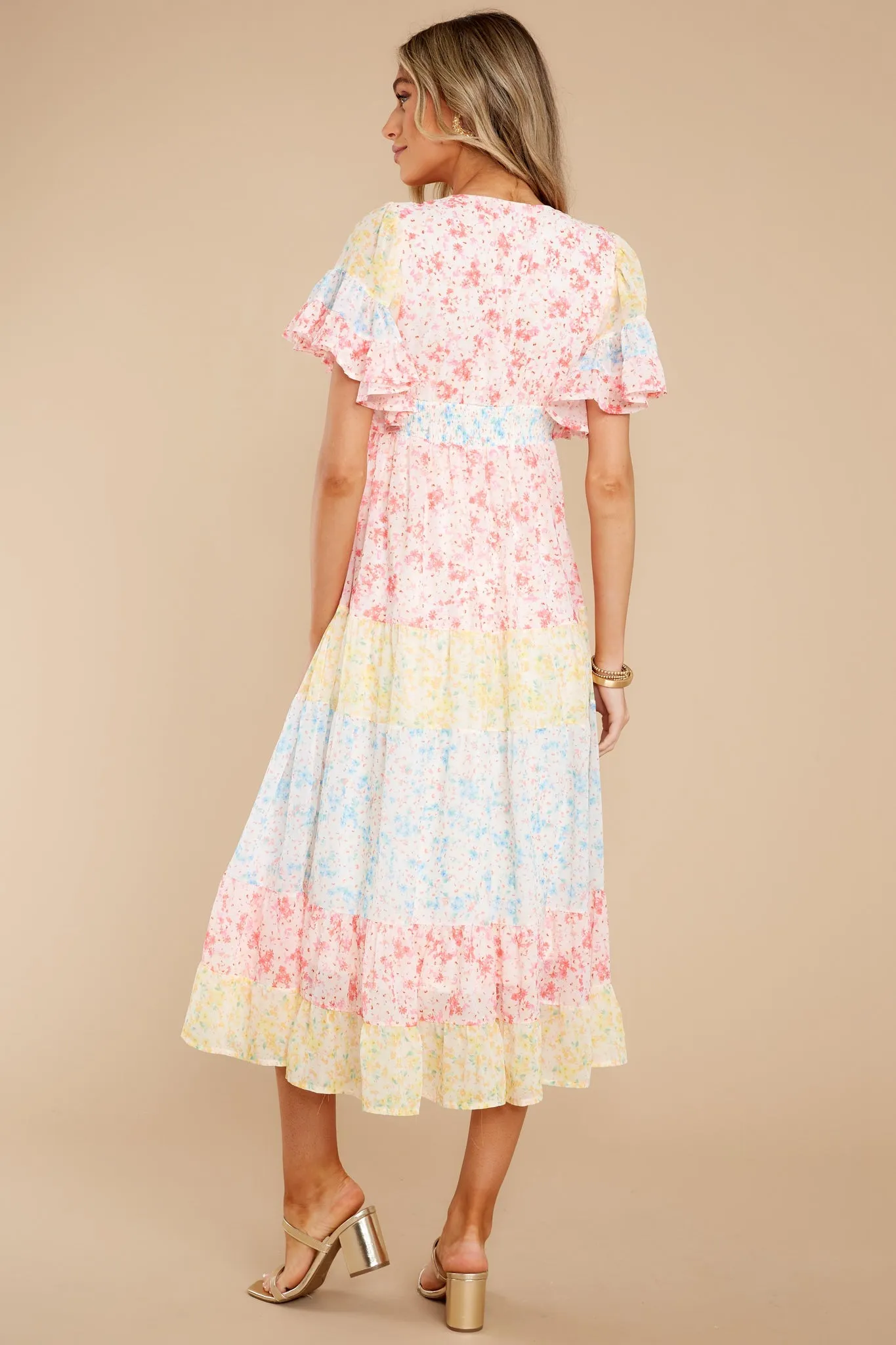 Use Your Imagination Pink Multi Floral Print Midi Dress