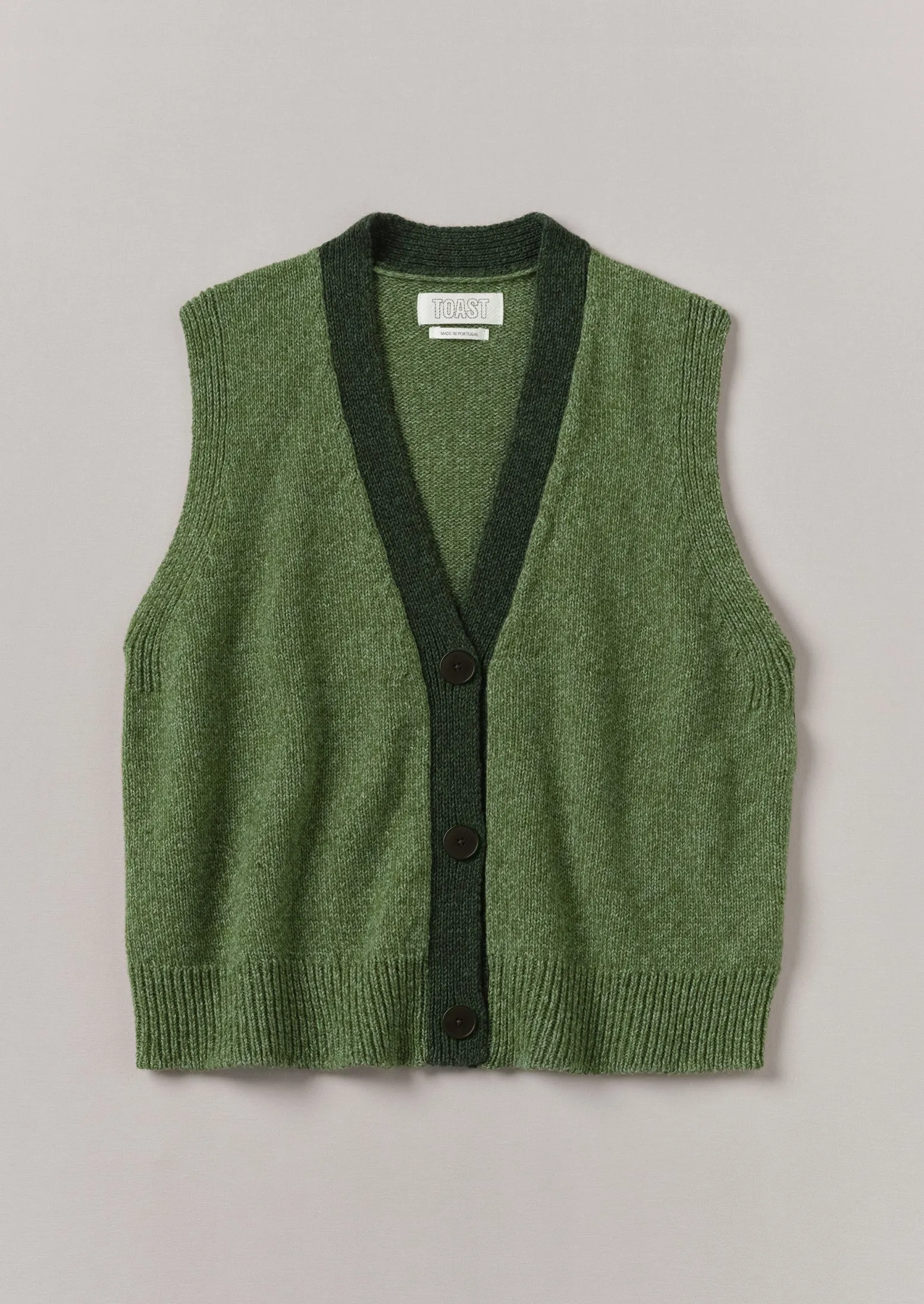 V-Neck Marled Wool Cotton Tank | Leaf Green/Forest