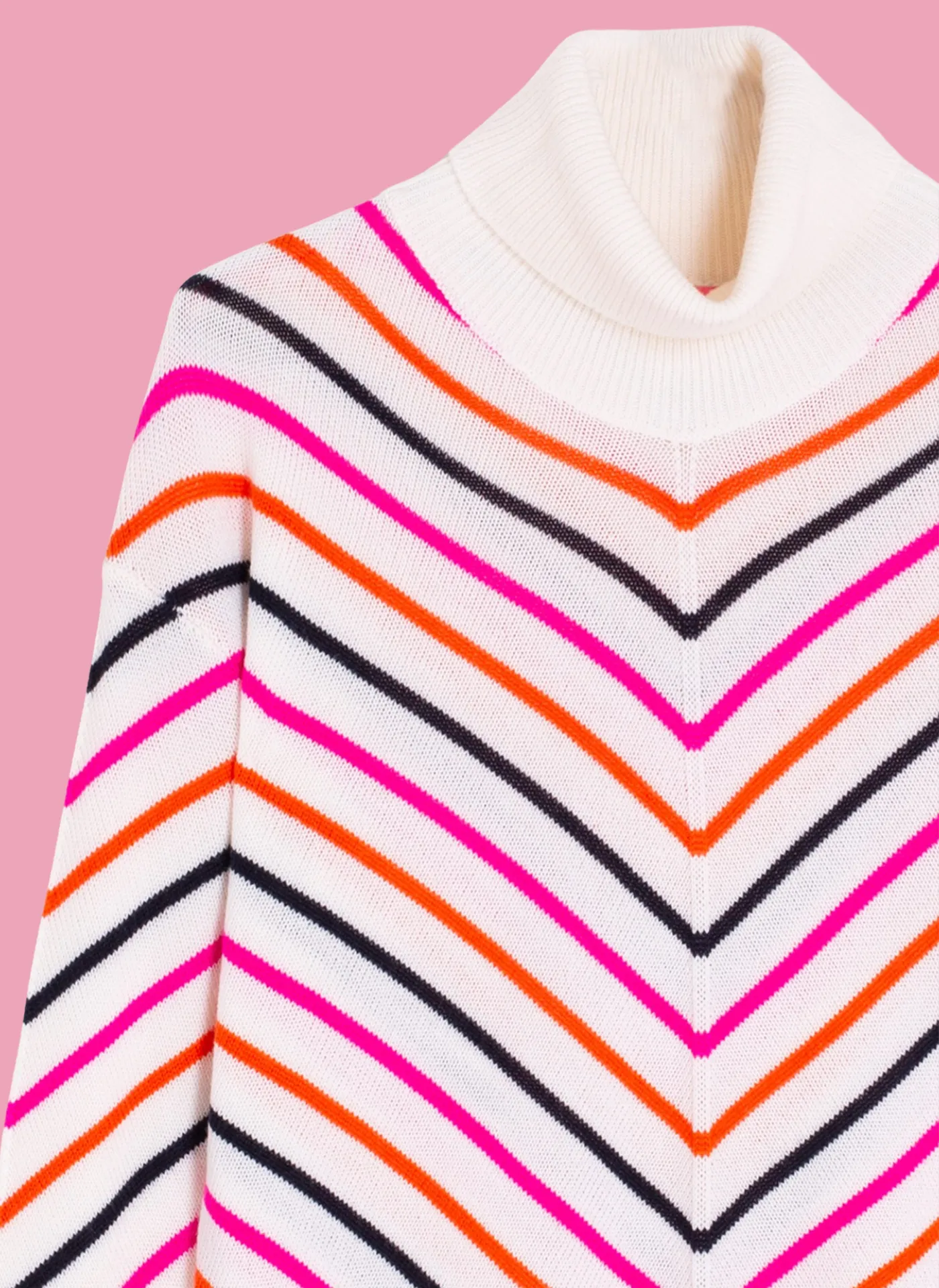 V Stripe Turtleneck Sweater