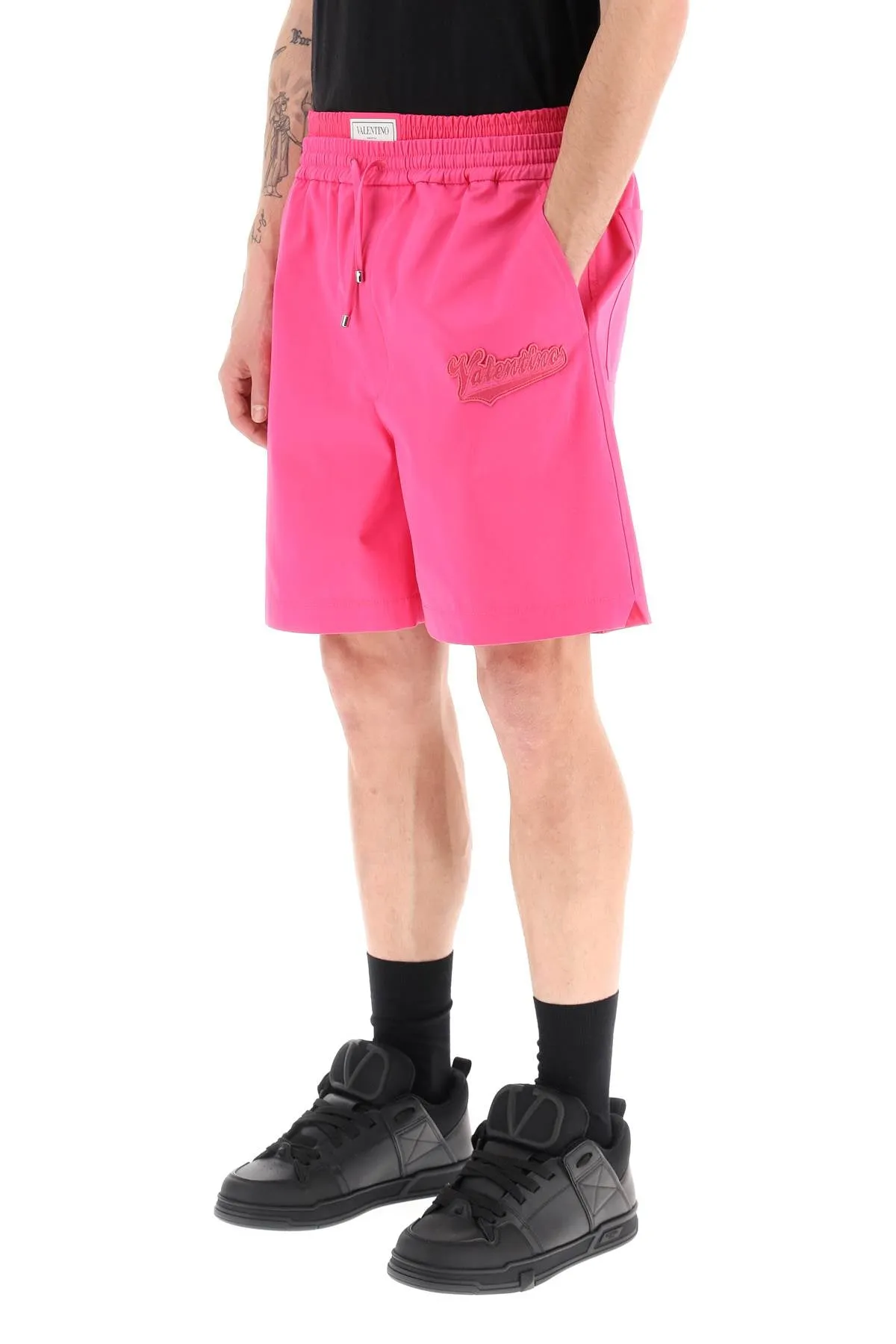 Valentino pink pp cotton bermuda shorts