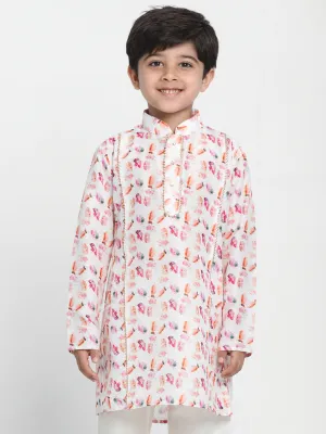 VASTRAMAY Boy's Multi-coloured Printed Embellished Kurta