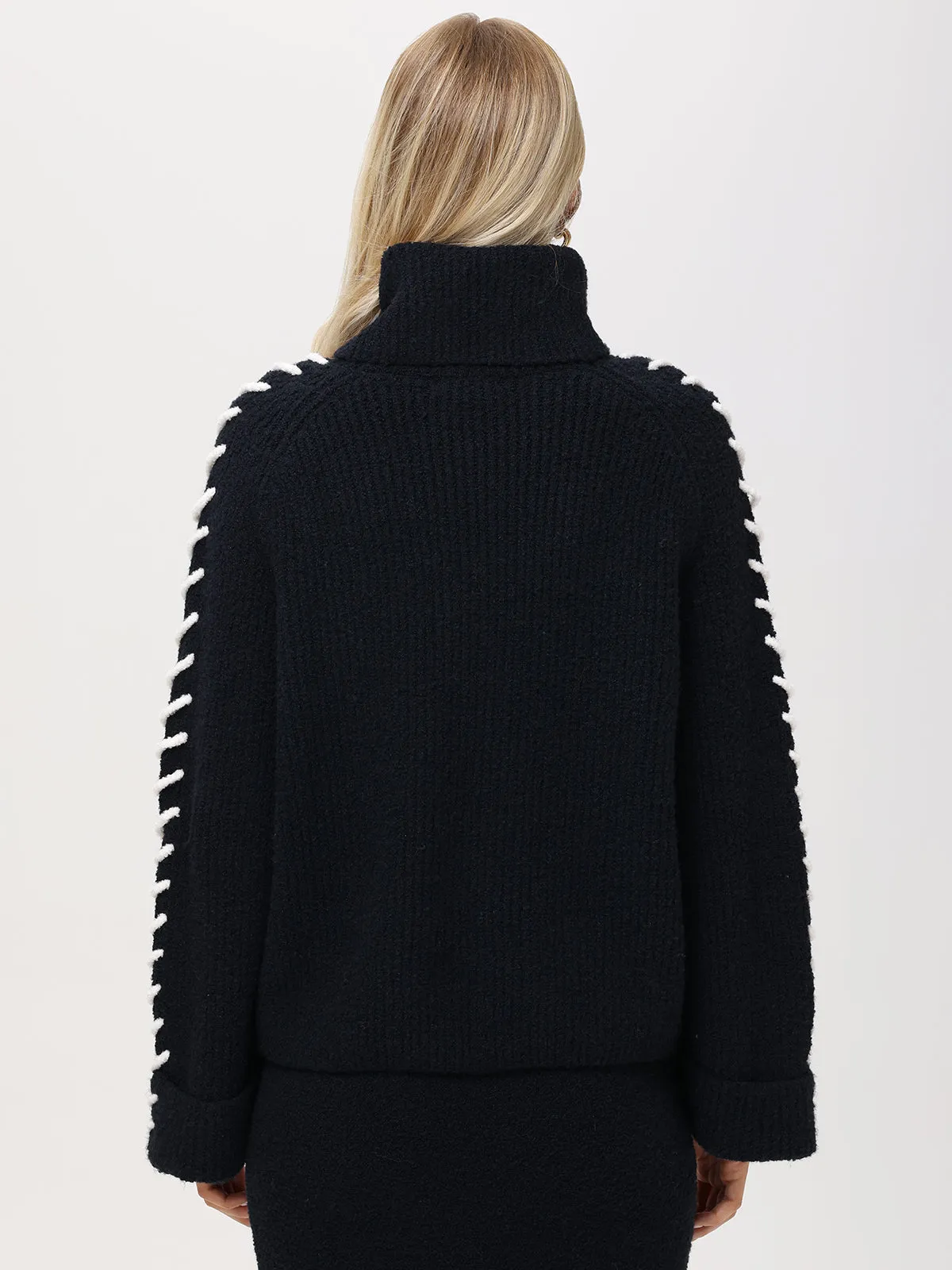 Vida: Whipstitch Sleeve Turtleneck Sweater