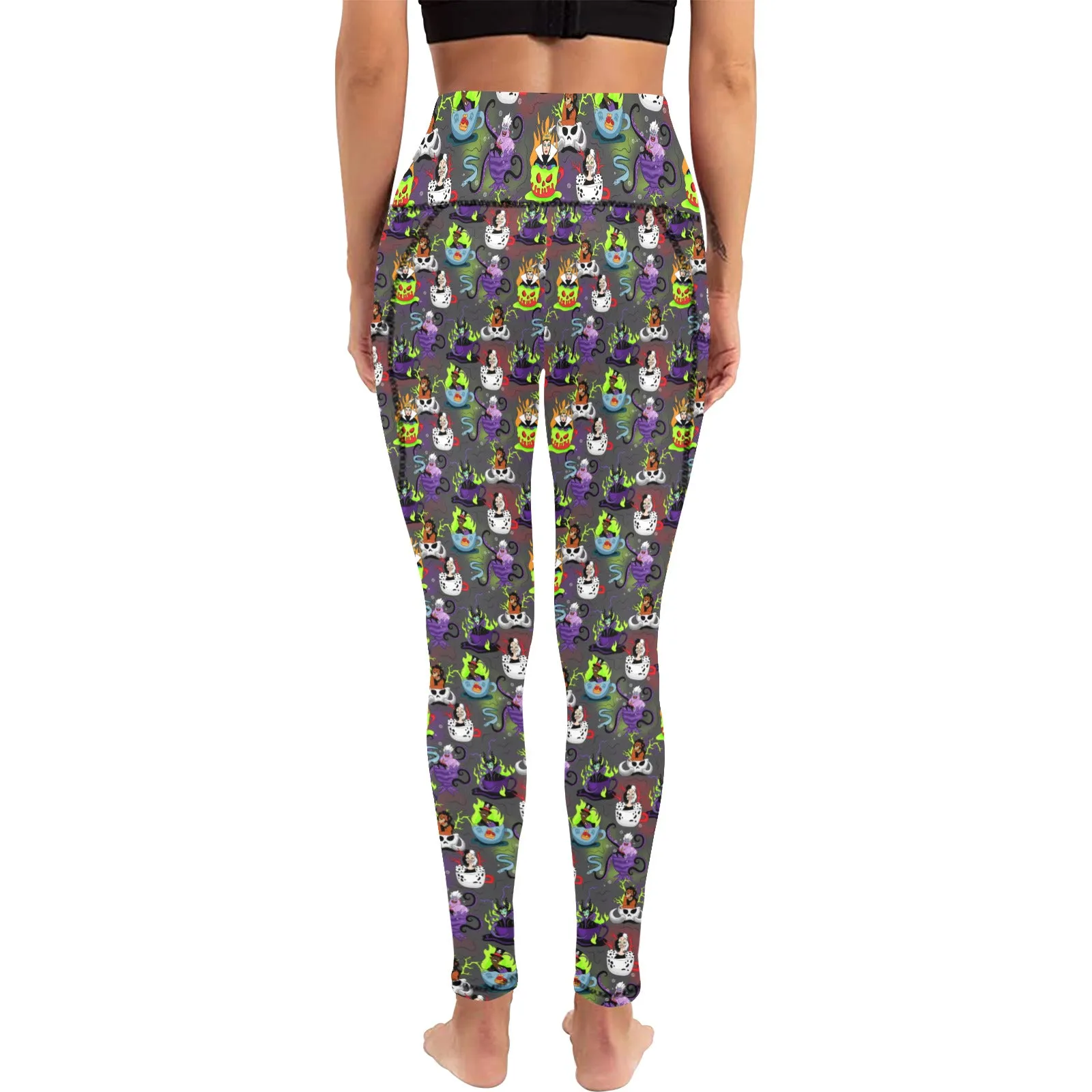 Villains Tea Cups Women's Athletic Leggings With Pockets