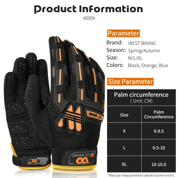 WEST BIKING YP0211208 Riding Gloves Motorcycle Bike Long Finger Non-Slip Touch Screen Gloves, Size: XL(Black Orange)