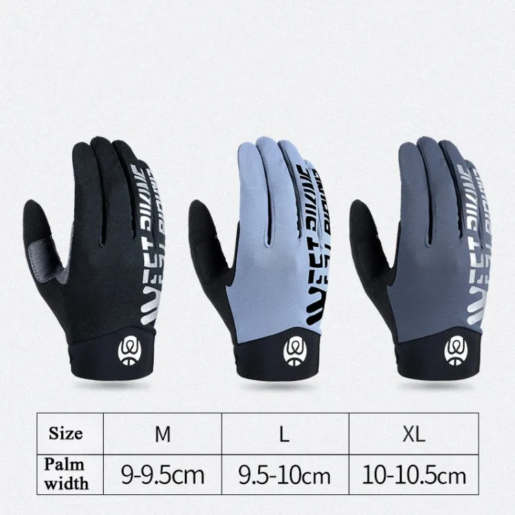 WEST BIKING YP0211214 Long Finger Shock Absorption Non-Slip Touch Screen Gloves Cycling Sports Gloves, Size: M(Black)