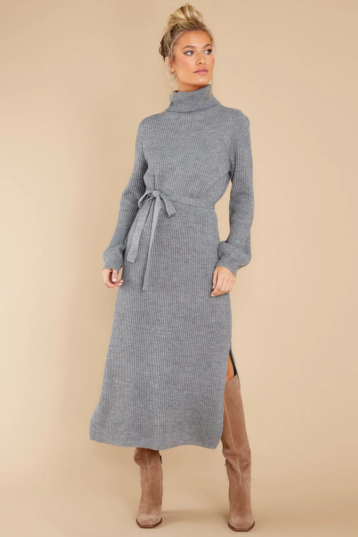 When In Doubt Grey Knit Maxi Dress