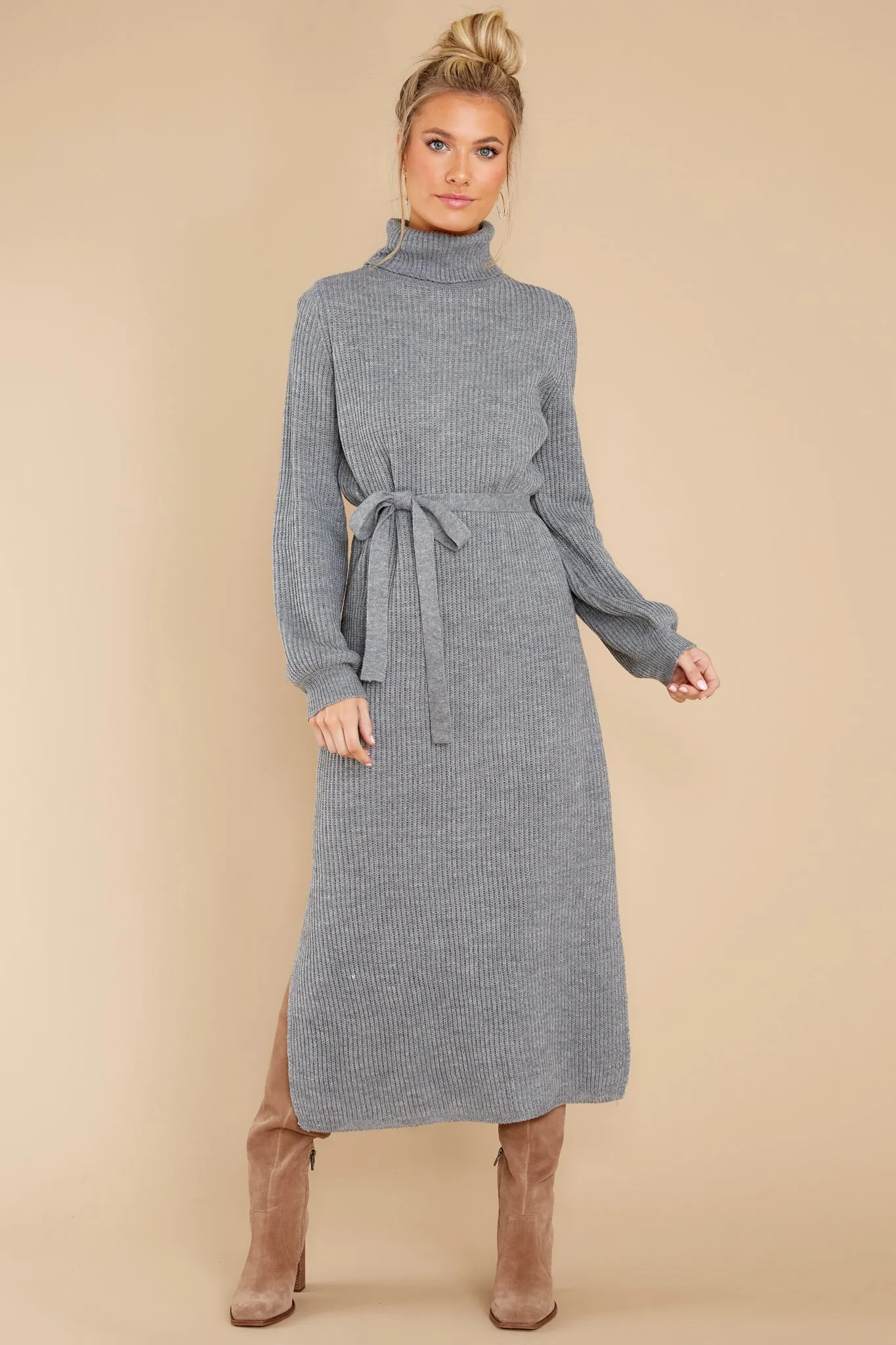 When In Doubt Grey Knit Maxi Dress