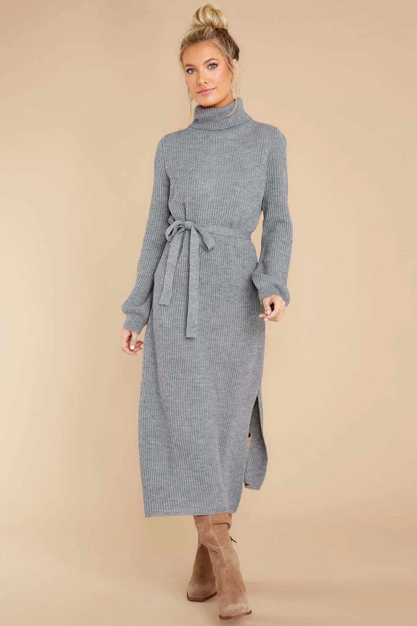 When In Doubt Grey Knit Maxi Dress