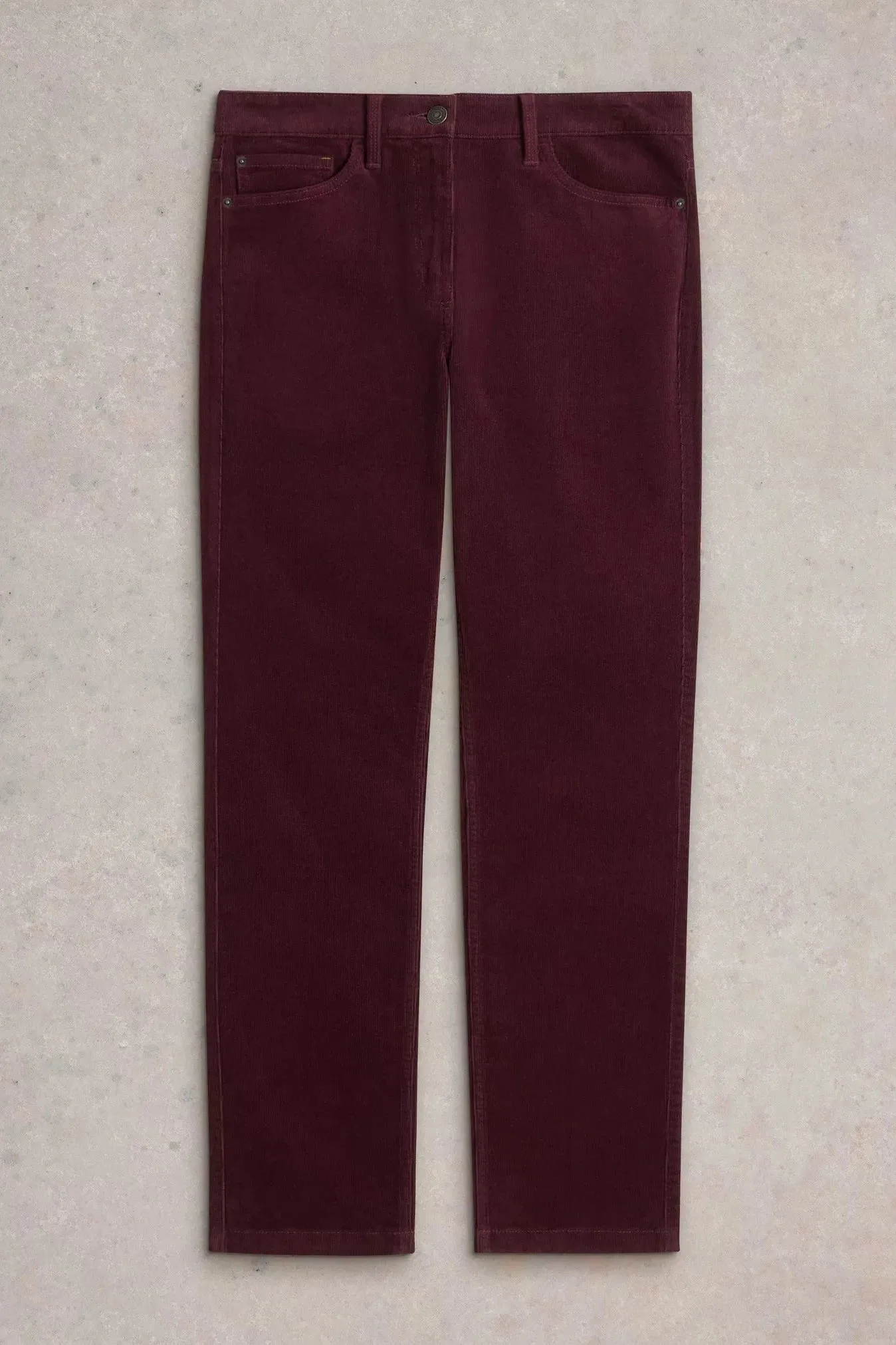 White Stuff Brooke Straight Cord Mid Plum Trouser