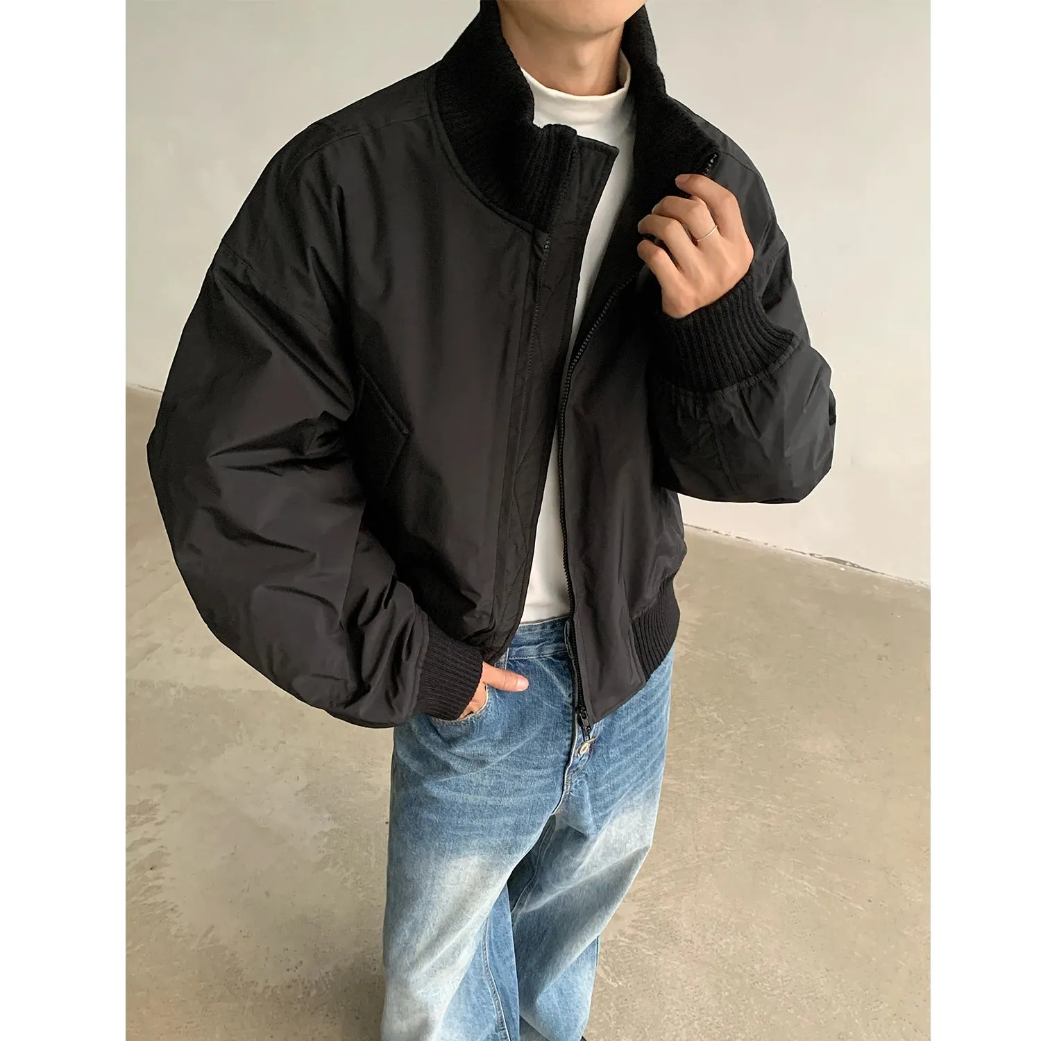 Wiaofellas  -  Autumn Winter Cotton Padded Jacket Men Stand Collar Warm Comfortable Thick Bomber Jacket Mens Casual Zip Up Short Jacket