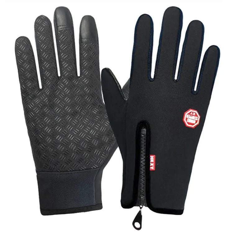 Winter Outdoor Riding Sports Waterproof Touch Screen Glove, Size: M(H043 Black)