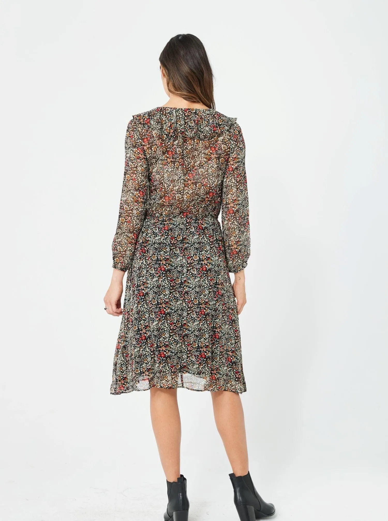 Woman Winter Floral Print Long Sleeves Dress - Emmy Dress