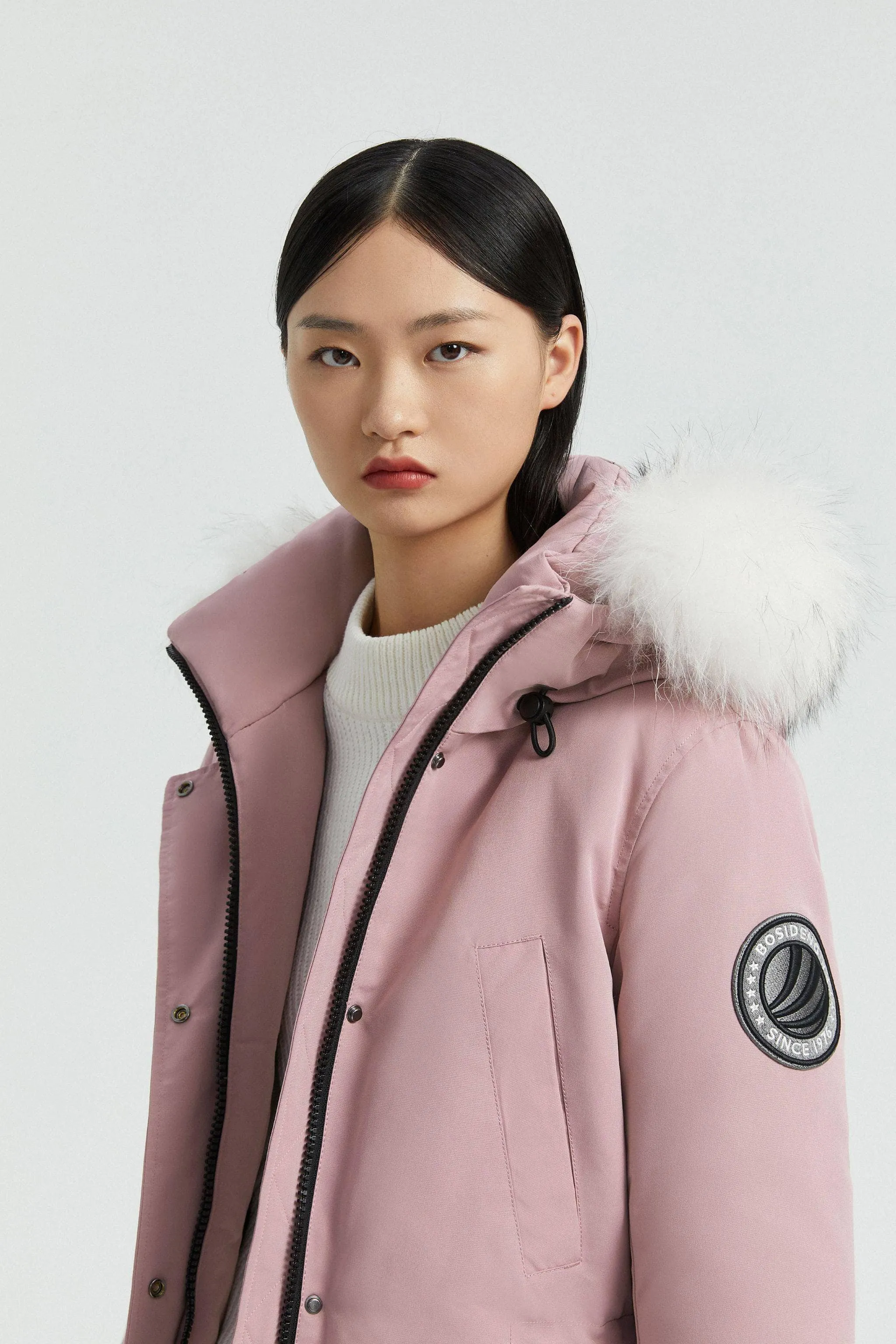 Women's Hooded Parka with fur Trim