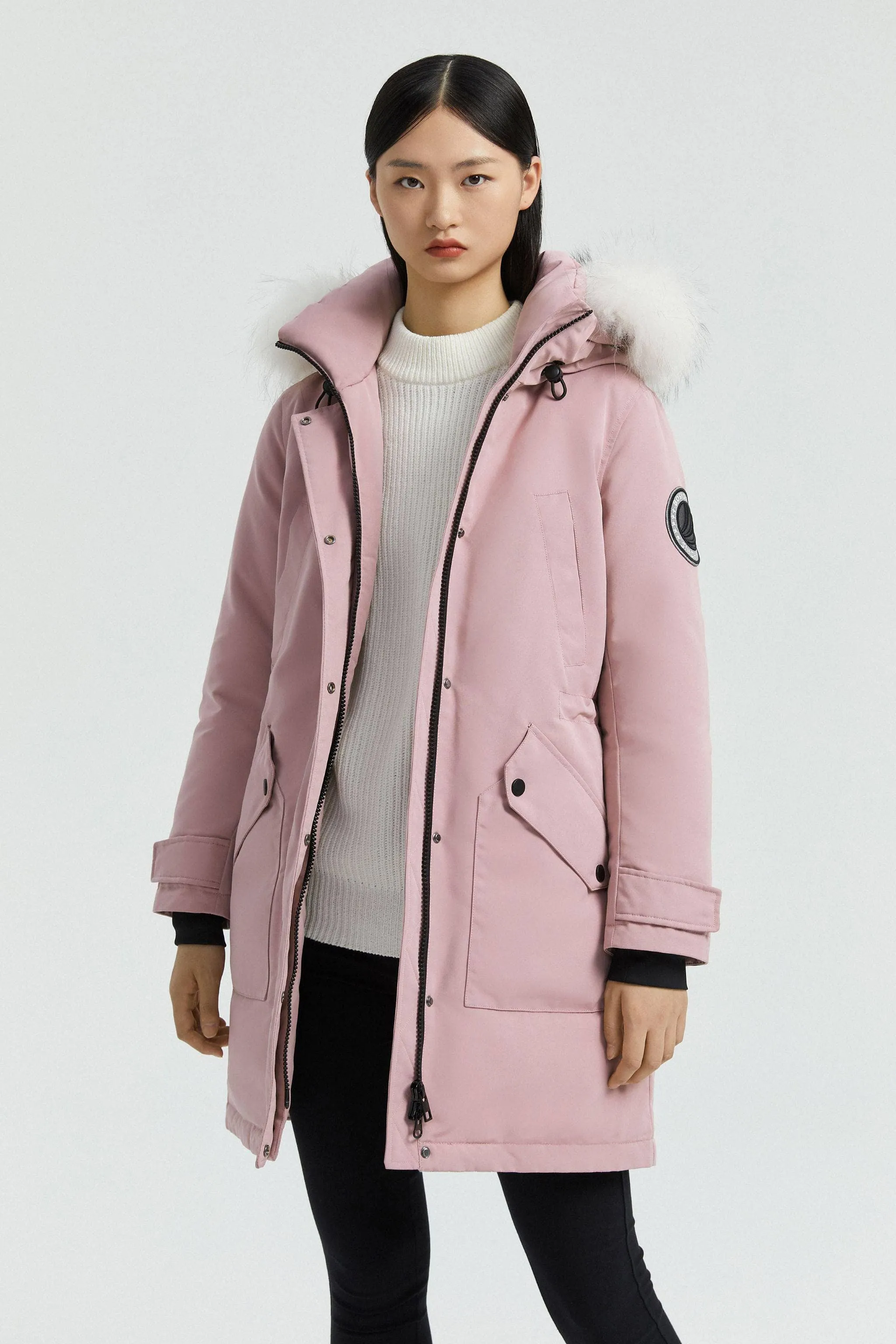 Women's Hooded Parka with fur Trim