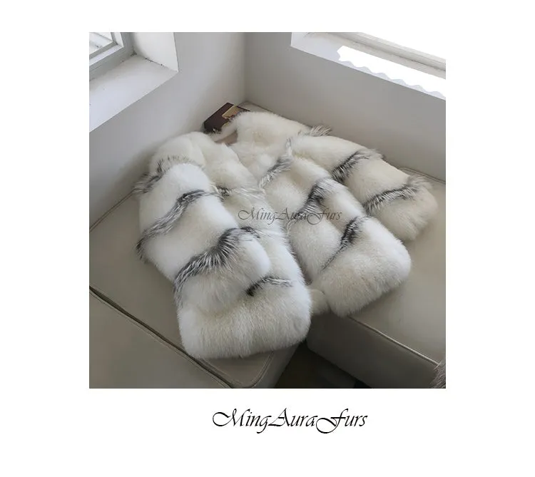 Women's Real Fox Fur Jacket  - White Fox - G0022