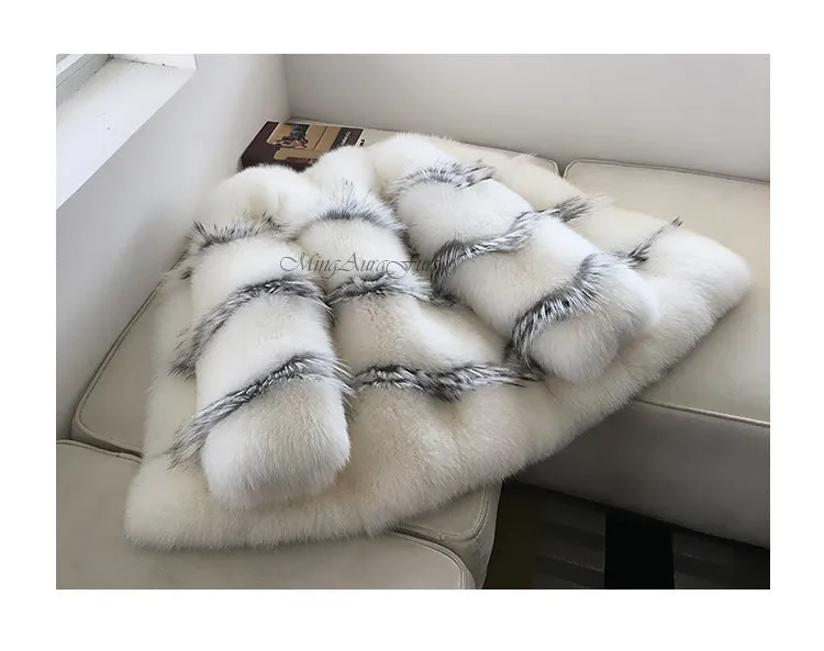 Women's Real Fox Fur Jacket  - White Fox - G0022