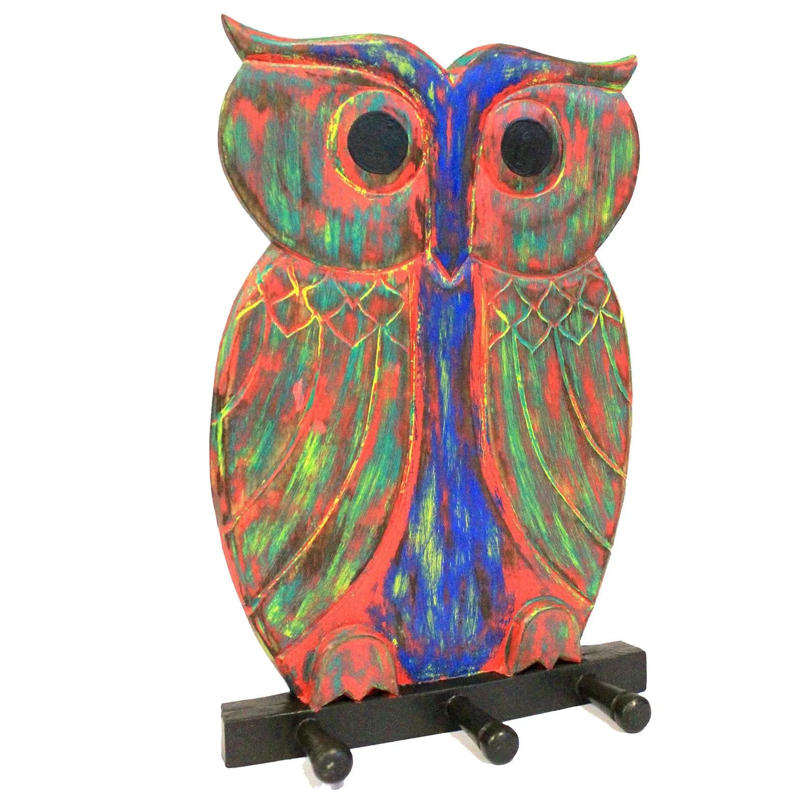 Wooden Coat Hanger - Owl Multicolour