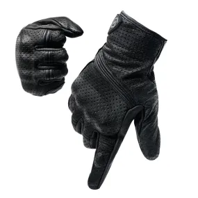 WUPP CS-1049A Outdoor Motorcycle Cycling Breathable Leather Full Finger Gloves with Holes, Size:L(Black)