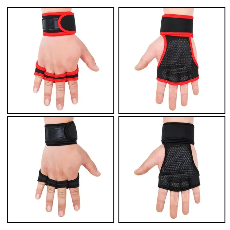 XL Weightlifting Dumbbell Horizontal Bar Anti-cocoon Anti-slip Wrist Fitness Four-finger Gloves(Black)