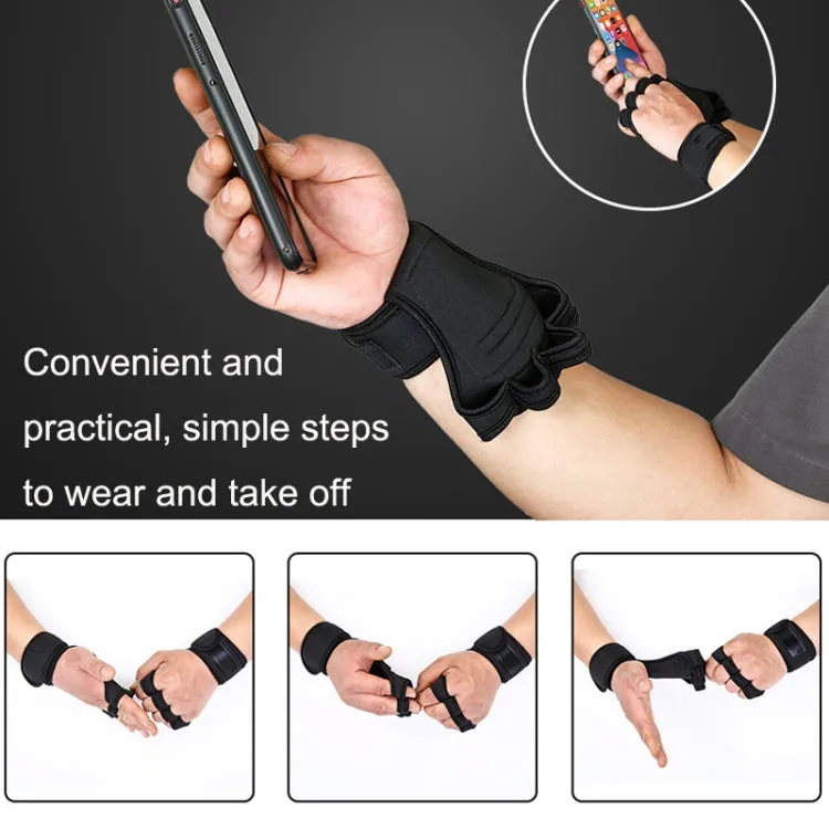 XL Weightlifting Dumbbell Horizontal Bar Anti-cocoon Anti-slip Wrist Fitness Four-finger Gloves(Black)