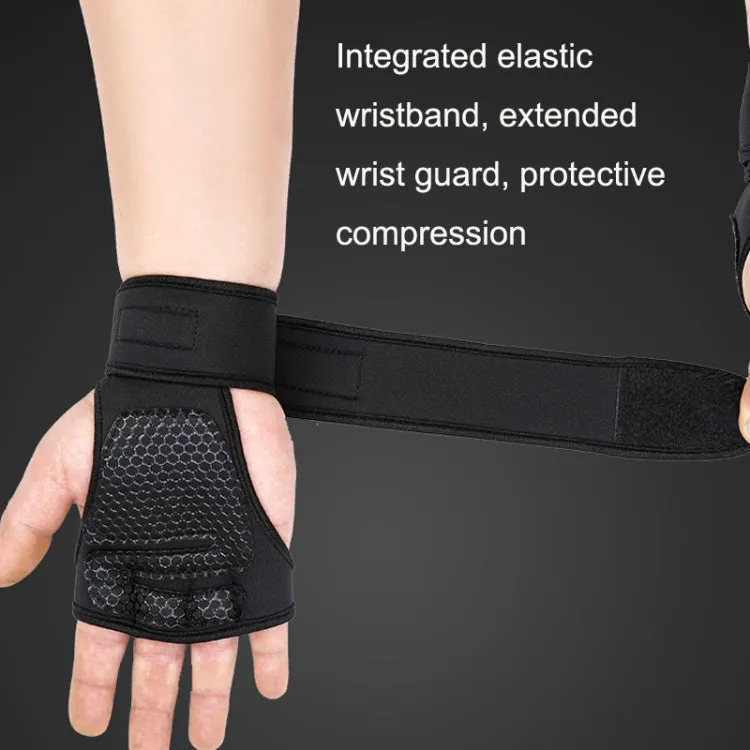 XL Weightlifting Dumbbell Horizontal Bar Anti-cocoon Anti-slip Wrist Fitness Four-finger Gloves(Black)